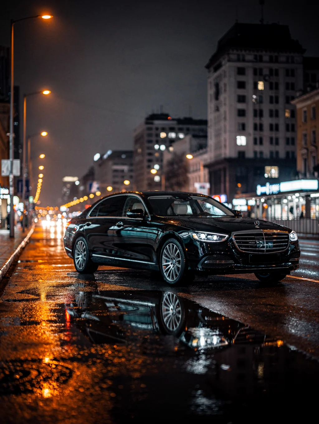 Luxury vehicle waiting for hourly service client